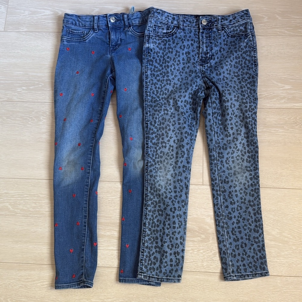 3/$10 GAP Kids Blue Leopard and Heart Jeans
